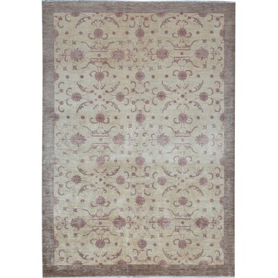 One-of-a-Kind Ottoman Hand-Knotted Ivory/Pink 9'11" x 13'10" Wool Area Rug - Image 0