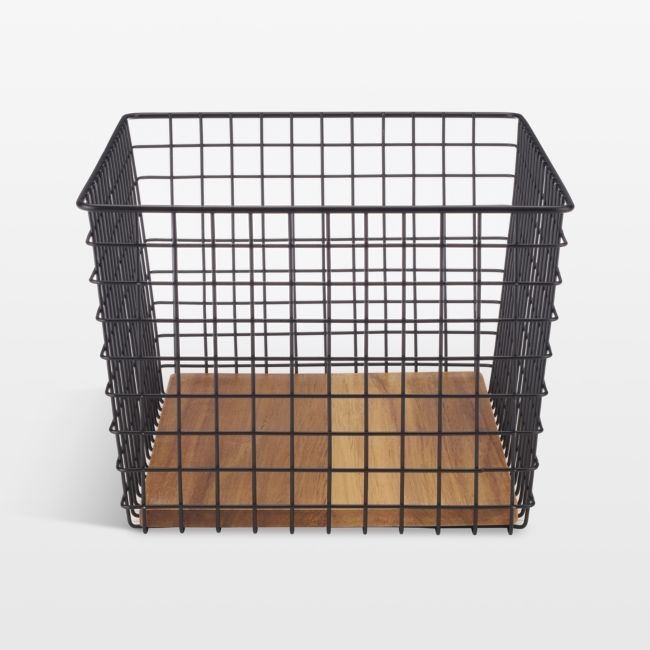 NeatMethod Medium Black Metal Grid Storage Basket - Image 0