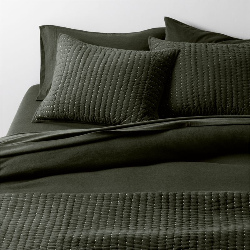 Cozysoft Organic Cotton Jersey Ficus Green Full/Queen Quilt - Image 2