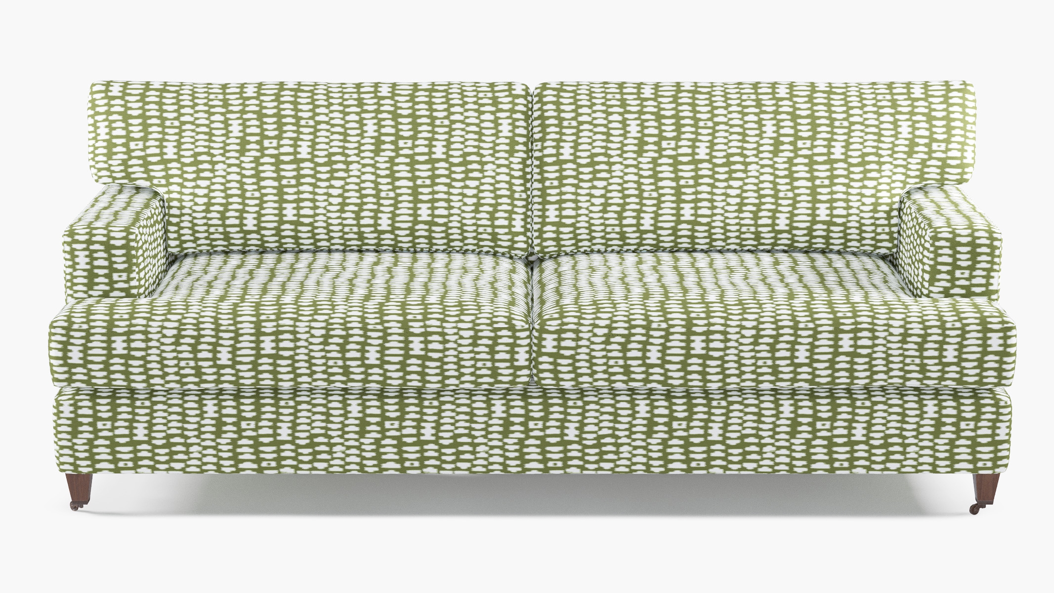 Classic Sofa, Olive Odalisque, Walnut with Antique Brass Caster - Image 0