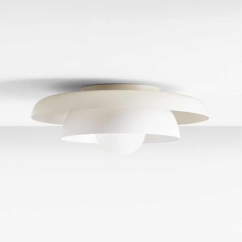 Nello White and Cream Metal Saucer 18" Kids Flush Mount Ceiling Light - Image 1