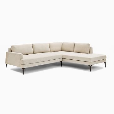 Andes Petite Sectional Set 56: Right Arm 2 Seater Sofa, Left Arm Terminal Chaise, Poly, Performance Velvet, Silver, Dark Pewter - Image 3