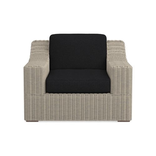San Clemente Lounge Chair Cushion, Perennials Perf Basketweave, Black - Image 0