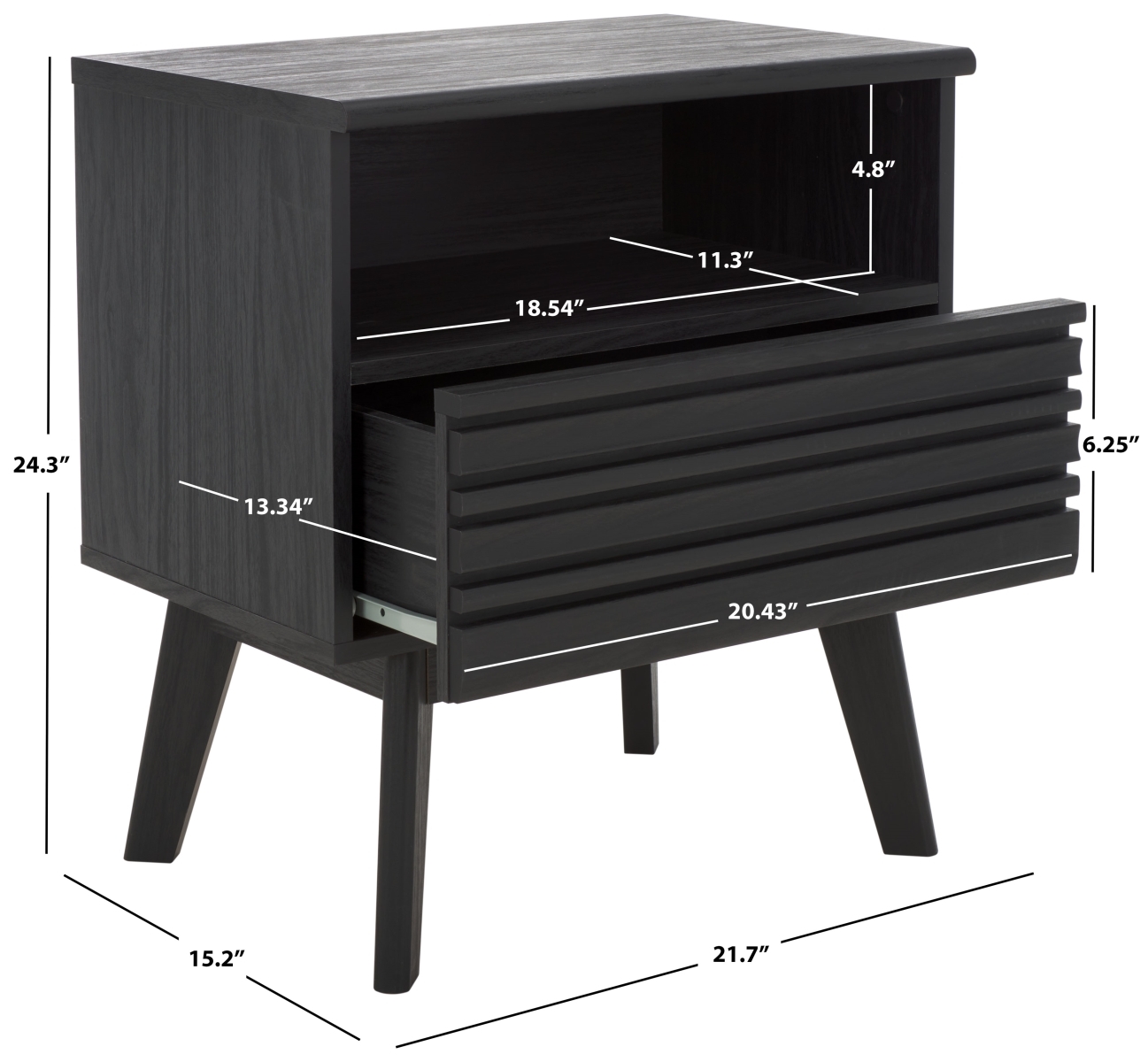 Esma 1 Drawer 1 Shelf Nightstand - Black - Safavieh - Image 9