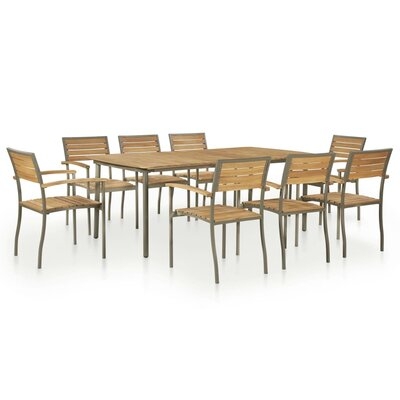 Red Barrel Studio® 9 Piece Outdoor Dining Set Solid Acacia Wood And Steel - Image 0
