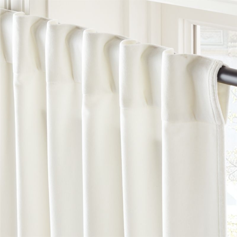 Bright White Velvet Window Curtain Panel 48''x84'' - Image 2