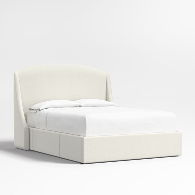 Lafayette 56" Ivory Queen Upholstered Headboard with Storage Bed Base - Image 0