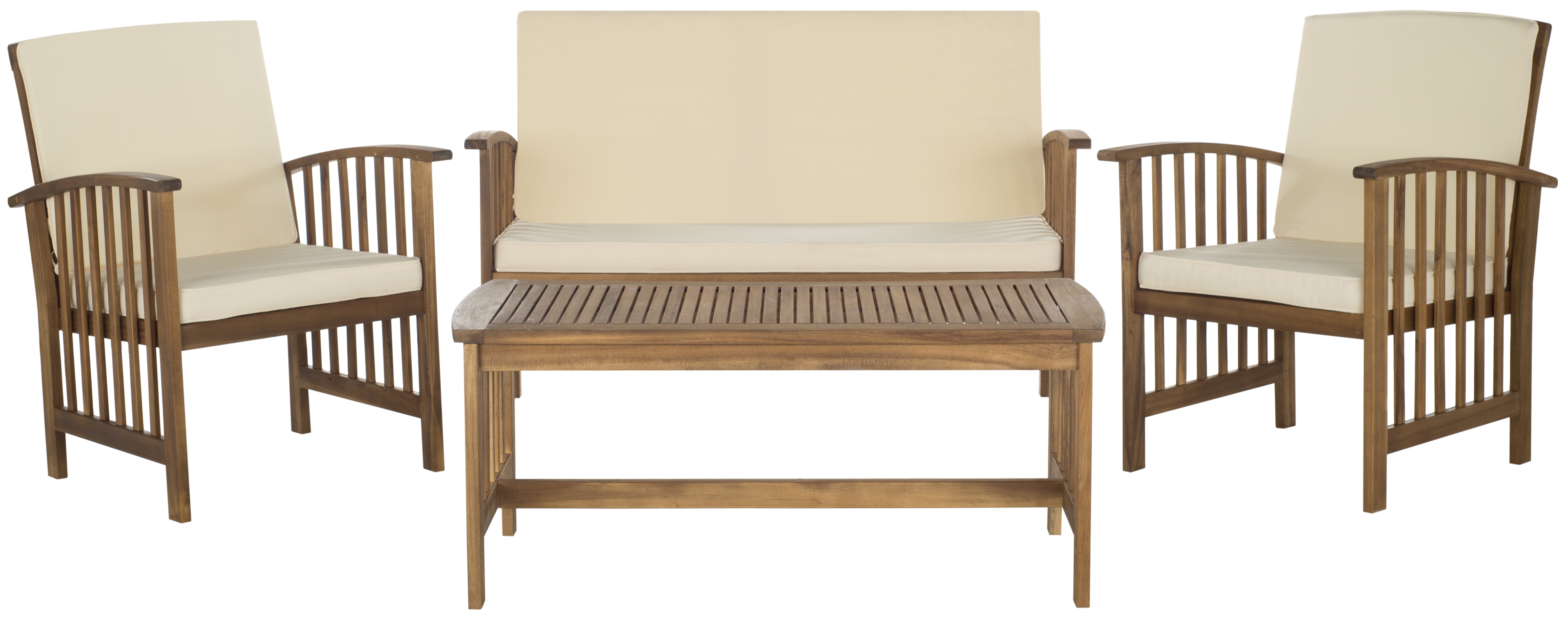 Rocklin 4 Piece Outdoor Set - Natural/Beige - Safavieh - Image 0