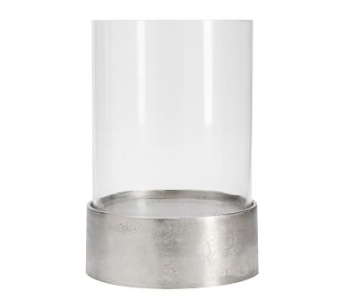 Addison Glass &amp; Metal Hurricane, Silver, Small - Image 5