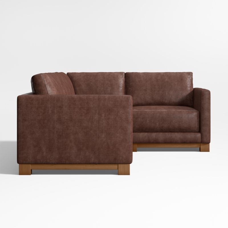 Gather Wood Base 3-Piece L-Shaped Leather Sectional Sofa - Image 2