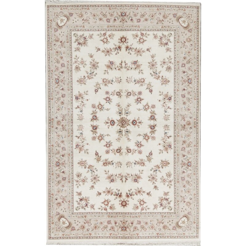 Bokara Rug Co., Inc. One-of-a-Kind Elegance Select Hand-Knotted 6' x 9' Silk/Wool Ivory Area Rug - Image 0