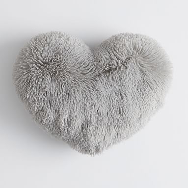 Fluffy Heart Pillow, 12x16, Stone Gray - Image 0