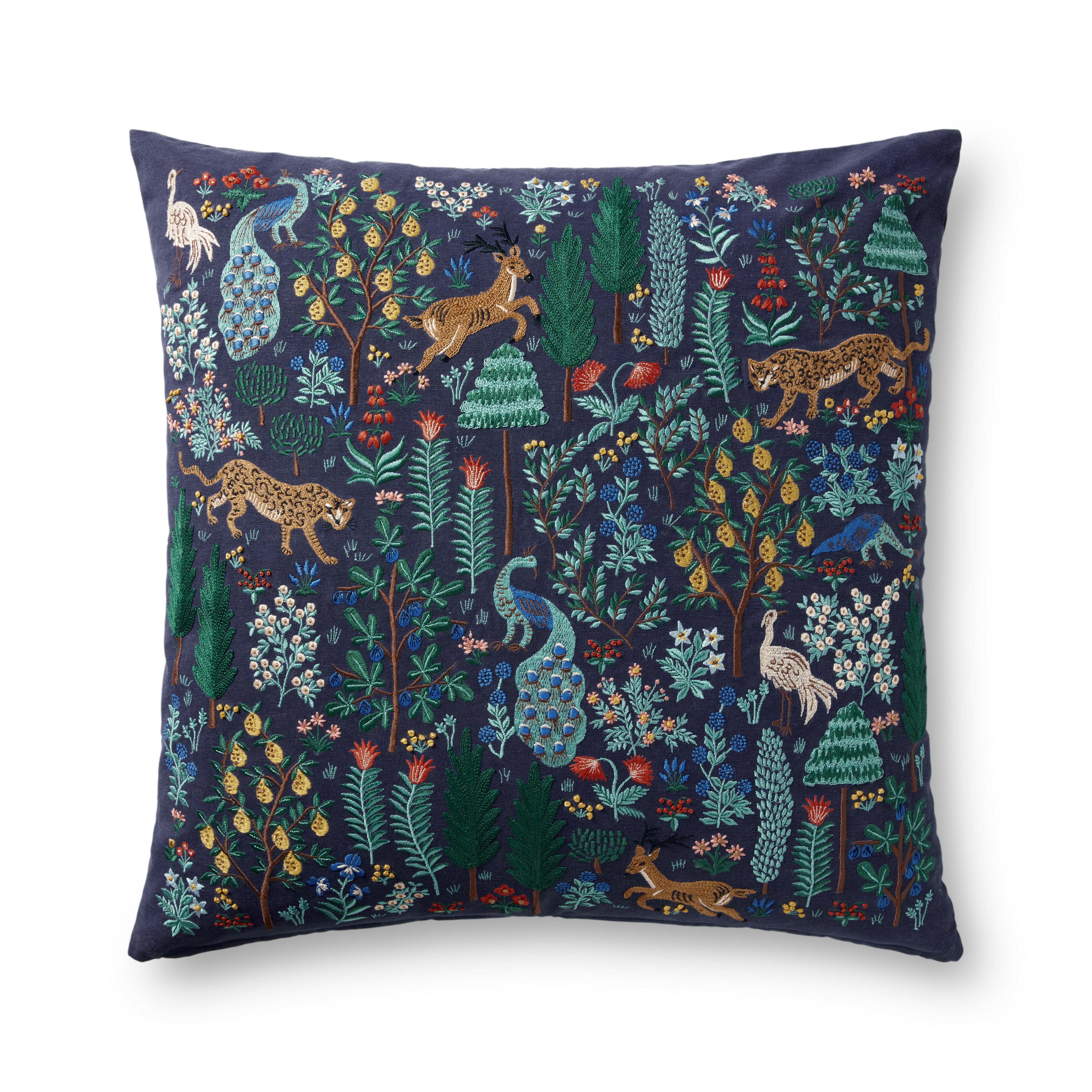 Rifle Paper Co. x Loloi Pillows Navy / Multi 22" x 22" Cover w/Down - Image 0