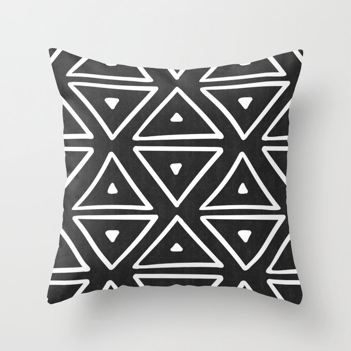 Big Triangles In Black And White Couch Throw Pillow by Becky Bailey - Cover (18" x 18") with pillow insert - Outdoor Pillow - Image 0