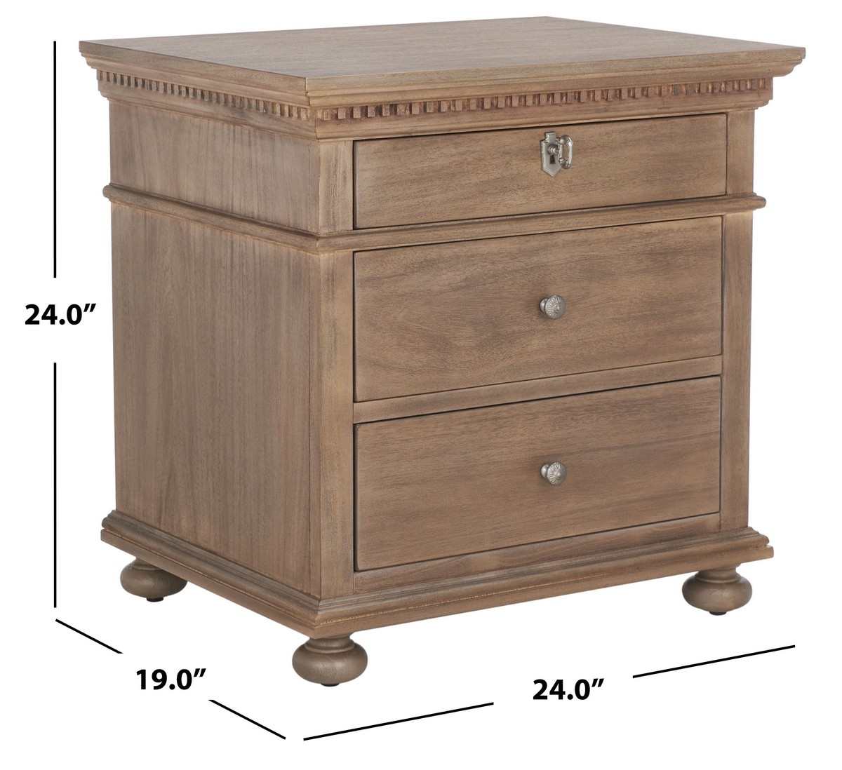 Allisyn 3 Drawer Wood Nightstand - Light Brown - Image 9
