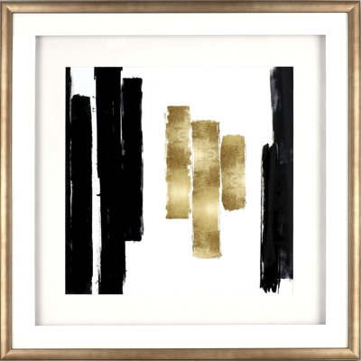 Lorell Blocks Design Framed Abstract Artwork - 29.50" X 29.50" Frame Size - 1 Each - Black, Gold - Image 0