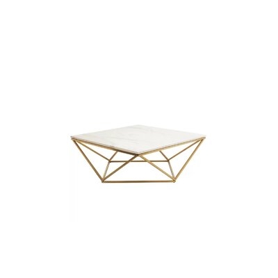 02. Square Faux Marble Coffee Table In Gold - Image 0