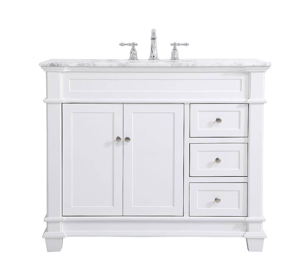 White Engel Single Sink Vanity, 42" - Image 0