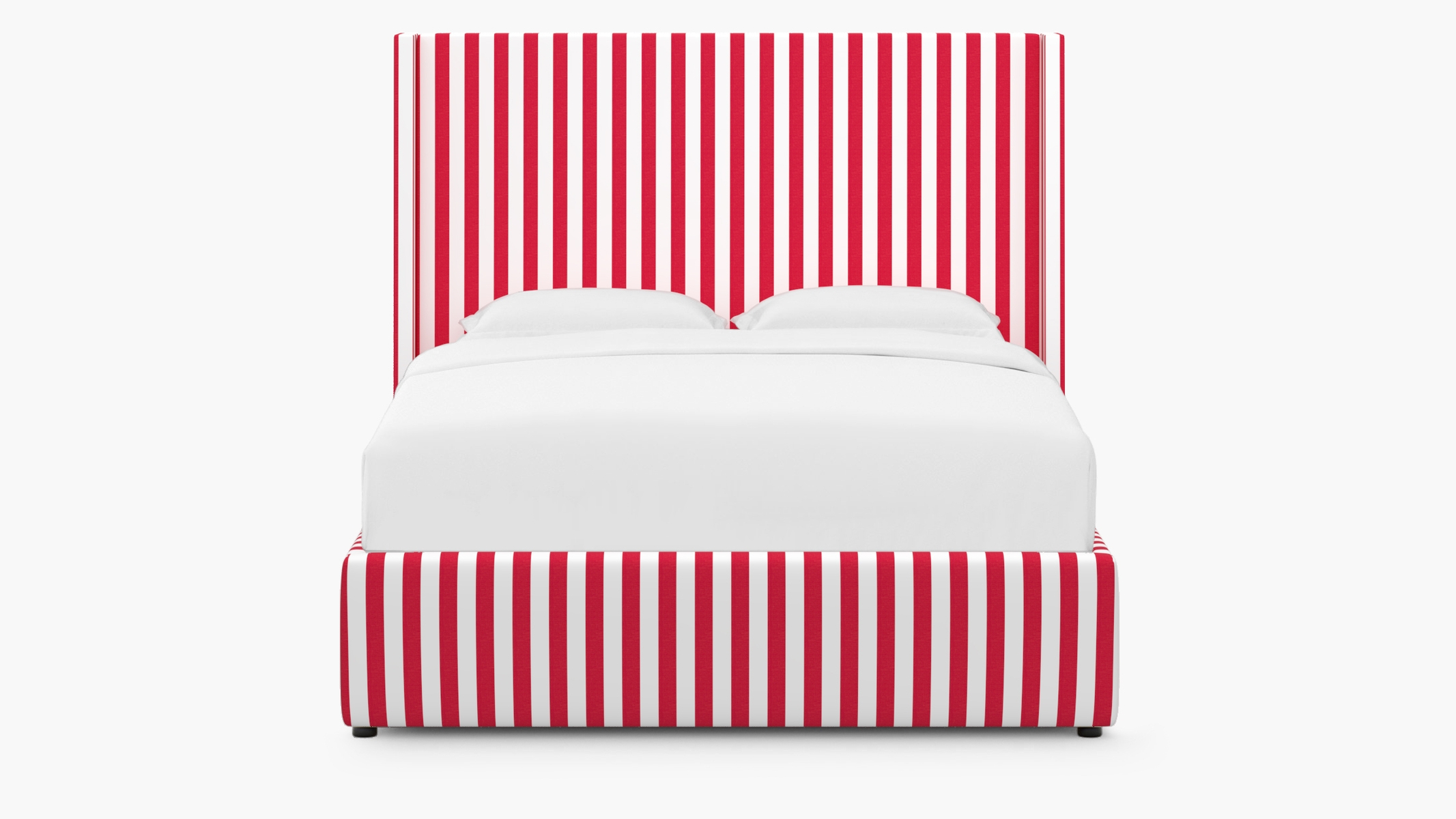 Modern Wingback Bed, Red Cabana Stripe, Full - Image 0