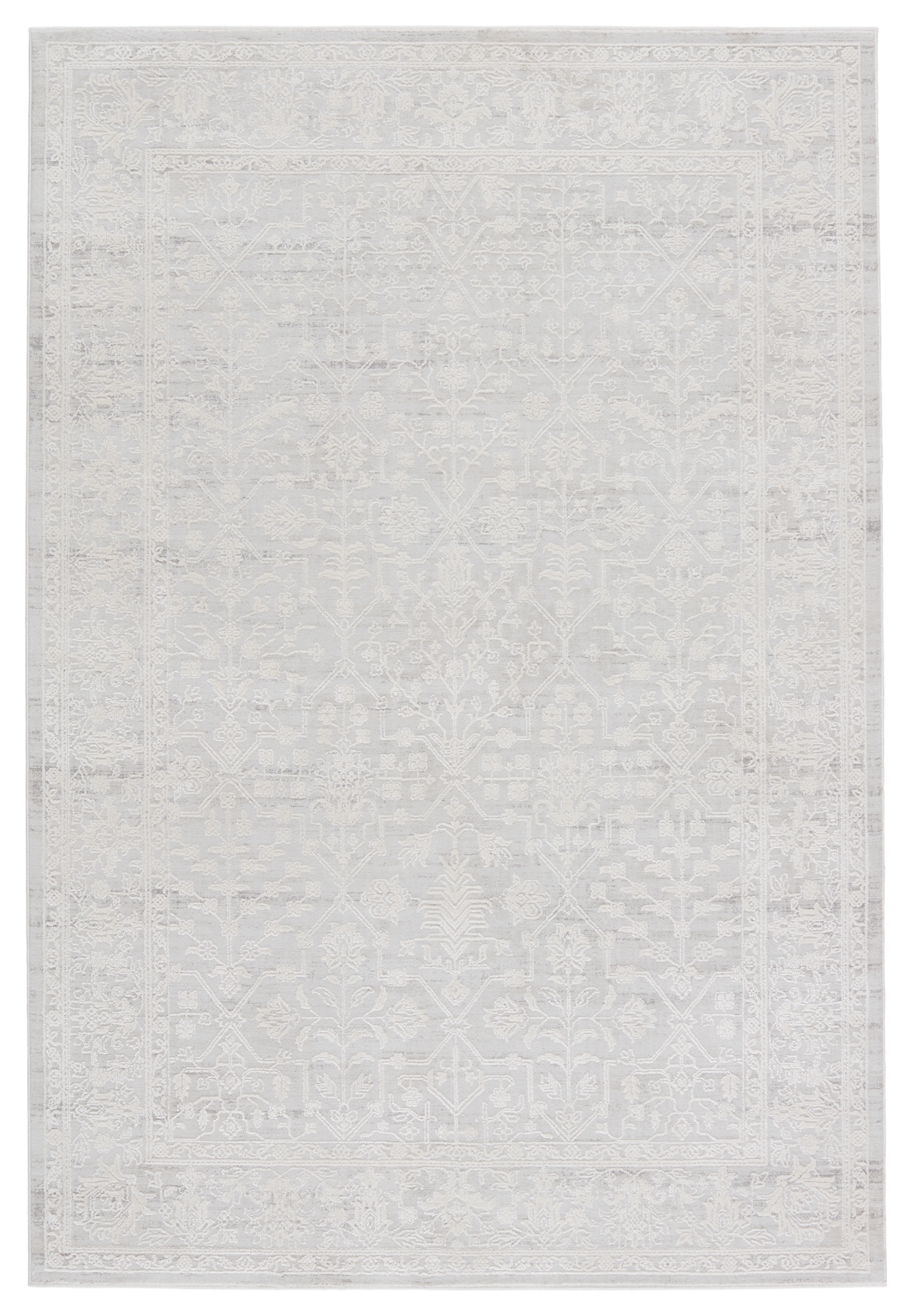 Riella Floral Light Gray/ Cream Runner Rug (2'6"X8') - Image 0