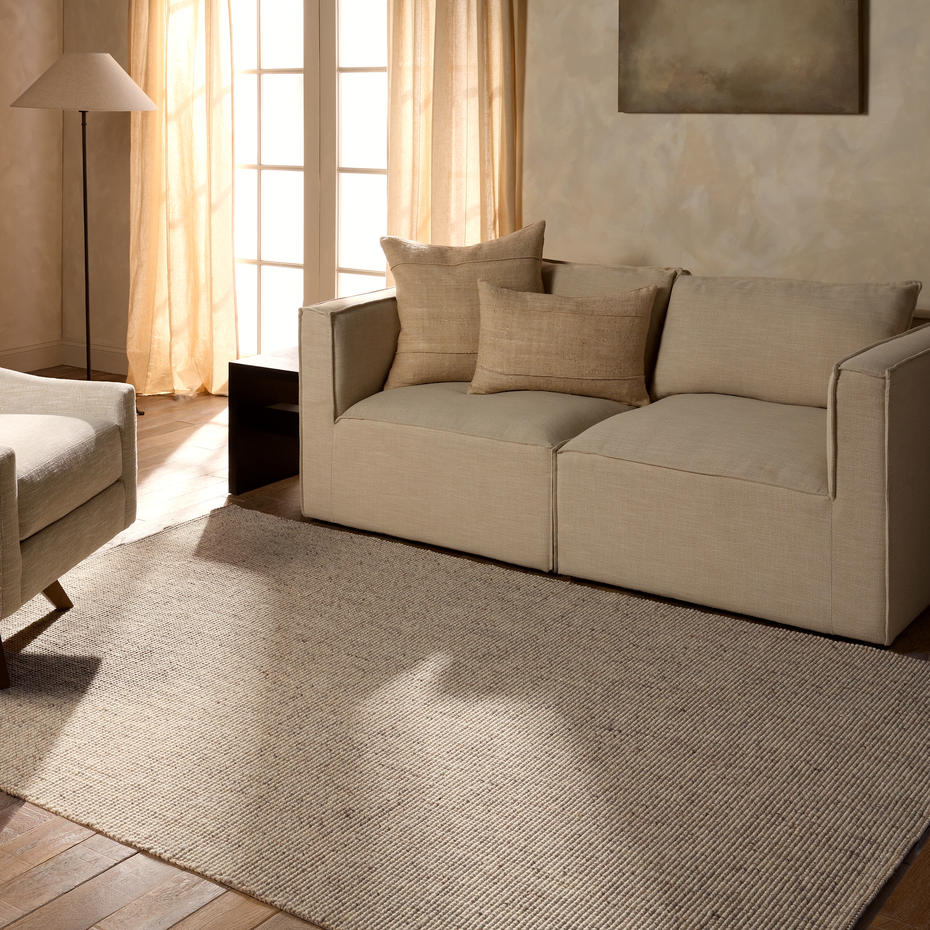 Maddock ATR01 Handmade Solid Tan Area Rug (9'6"x13'6") - Image 4