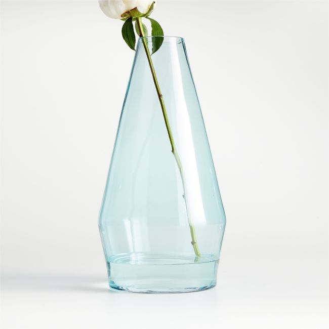 Laurel Large Angled Blue Glass Vase - Image 0