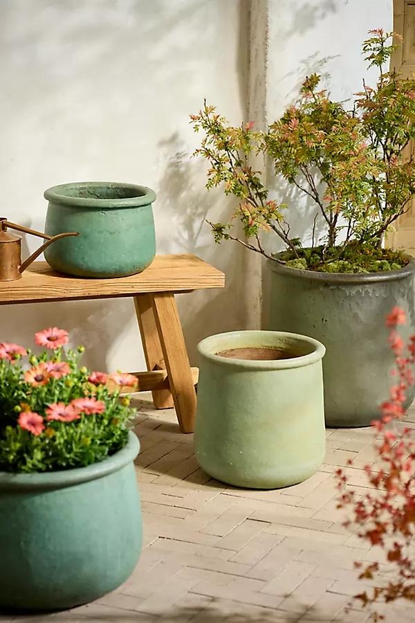 Roll Top Tall Ceramic Planter - Image 0