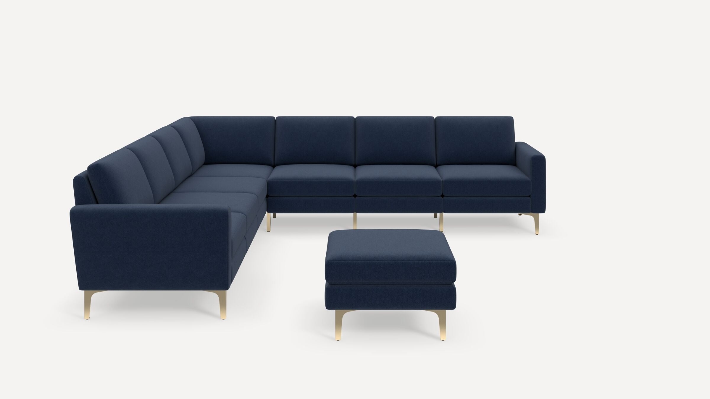 Nomad 7-Seat Corner Sectional with Ottoman - Navy Blue - Performance Flatweave / Brass - Metal / Block - Image 0