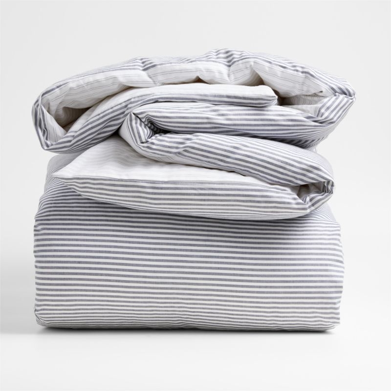 Oxford Shirting Light Indigo Blue Organic Cotton Reversible King Duvet Cover - Image 2