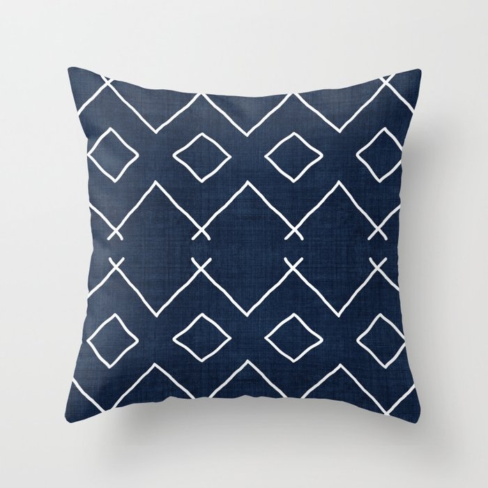 Bath In Navy Throw Pillow by House Of Haha - Cover (16" x 16") With Pillow Insert - Indoor Pillow - Image 0