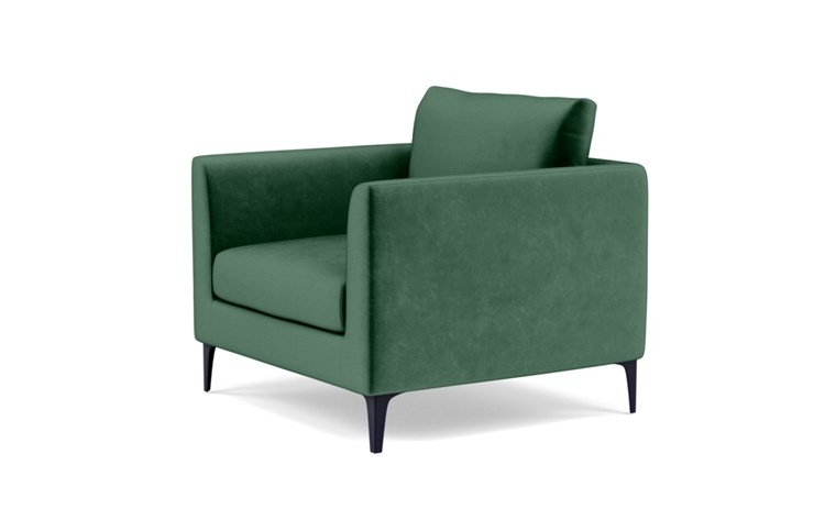 Owens Accent Chair with Green Malachite Fabric and Matte Black legs - Image 4