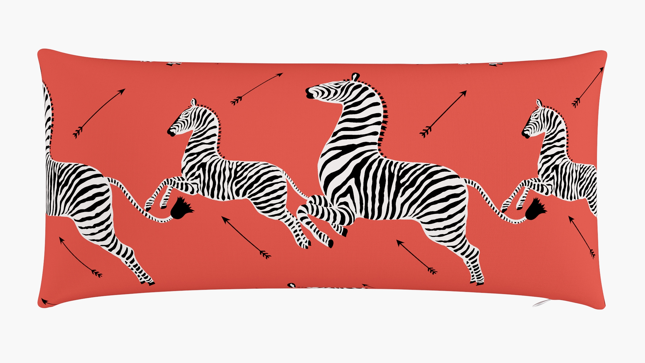 Outdoor 14" x 30" Lumbar Pillow, Coral Zebra, 14" x 30" - Image 0