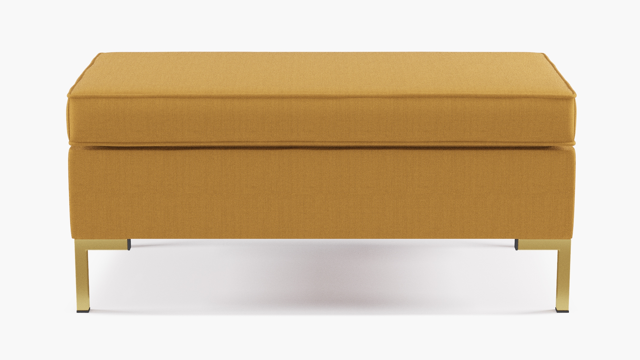 Modern Bench, French Yellow Everyday Linen, Brass - Image 0