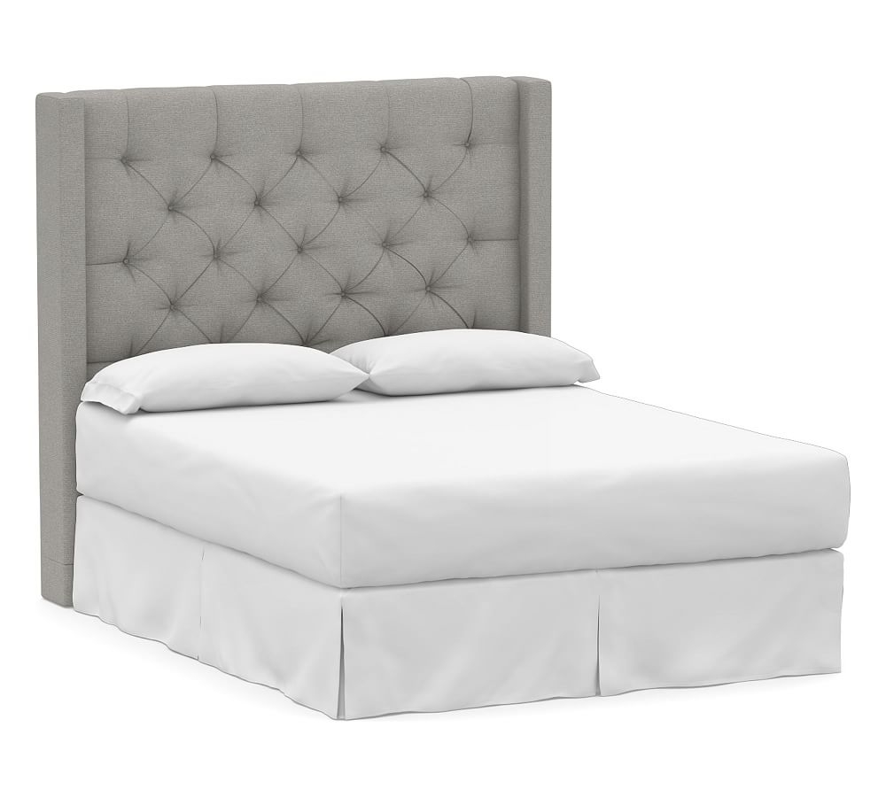 Harper Tufted Upholstered Tall Headboard without Nailheads, Queen, Performance Heathered Basketweave Platinum - Image 0
