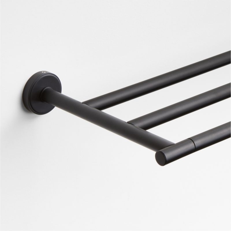 Modern Flat-End Matte Black Wall-Mounted Bathroom Towel Rack - Image 2