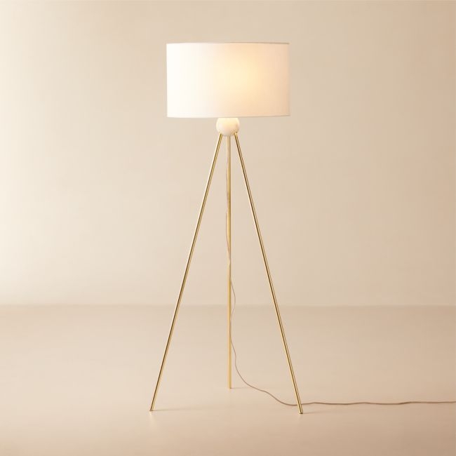Reeza Brass and Marble Tripod Floor Lamp - Image 0