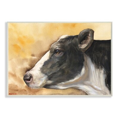 Pensive Cow Portrait Farm Animal Over Brown - Image 0
