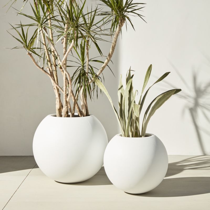 Sphere Small White Indoor/Outdoor Planter - Image 5