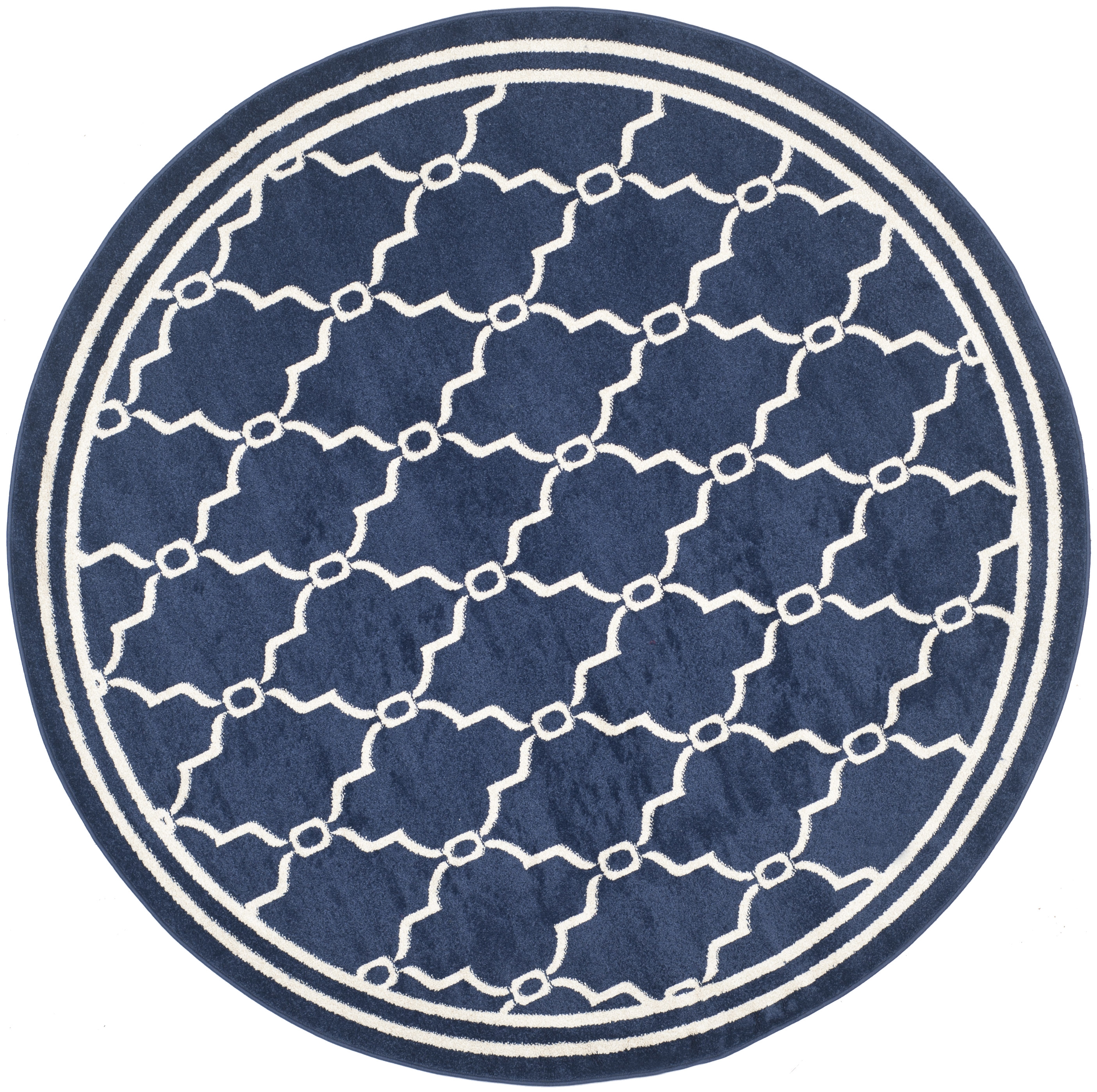 Arlo Home Indoor/Outdoor Woven Area Rug, AMT414P, Navy/Beige,  7' X 7' Round - Image 0