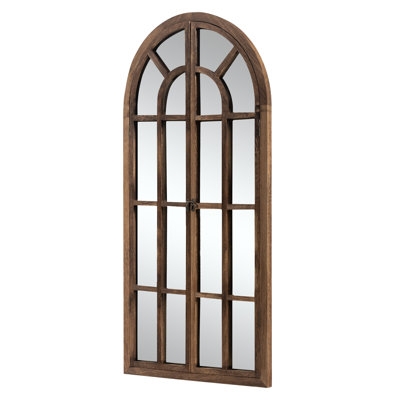 Wooden Arched Full Length Mirror With Opening Door - Image 0