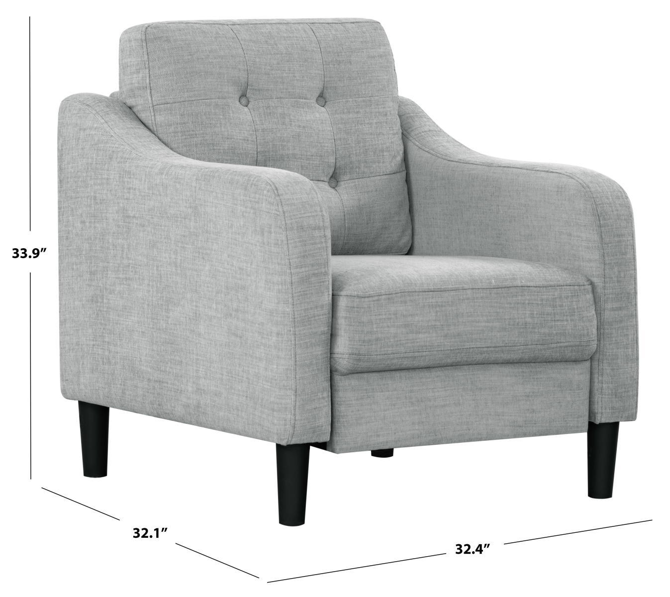 Nathaniel Tufted Back Accent Chair - Light Grey - Image 9