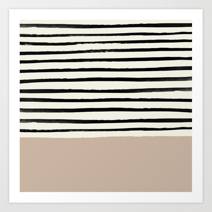 Latte & Stripes Art Print by Leah Flores - SMALL - Image 0