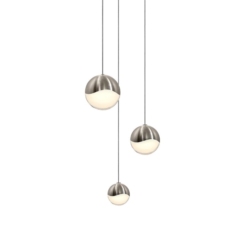 Sonneman Grapes 3-Light LED Cluster Globe Pendant Finish: Satin Nickel, Size: Medium - Image 0