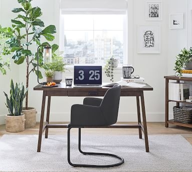 Craig Leather Desk Chair, Black - Image 4