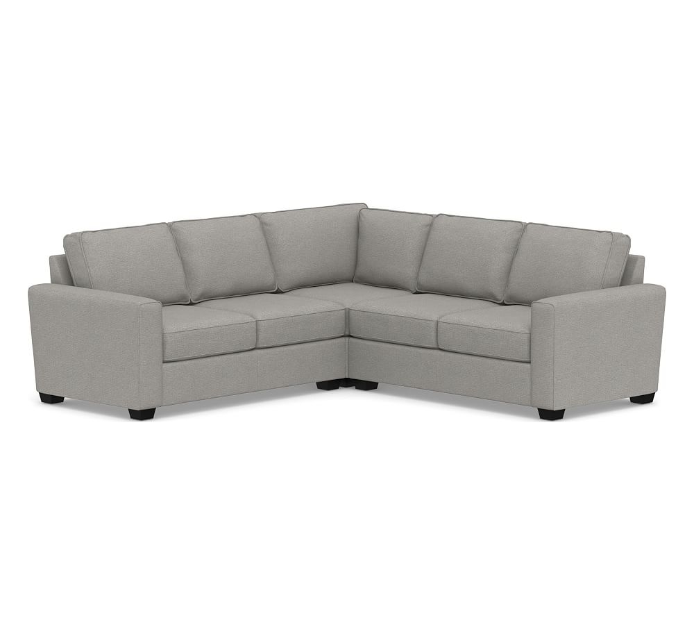 SoMa Fremont Square Arm Upholstered 3-Piece L-Shaped Corner Sectional, Polyester Wrapped Cushions, Performance Heathered Basketweave Platinum - Image 0