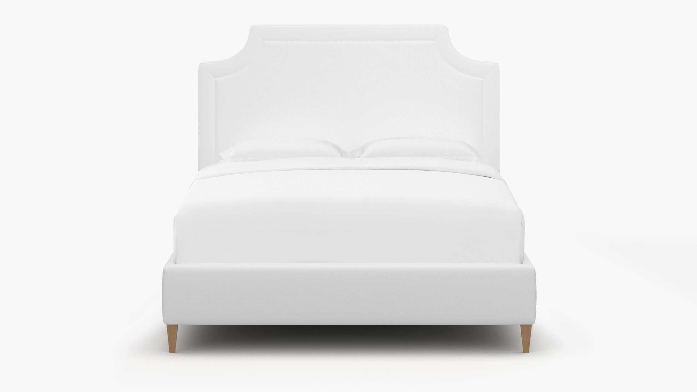 Deco Bed, White Twill, Natural Square Tapered Leg, Twin - Image 0