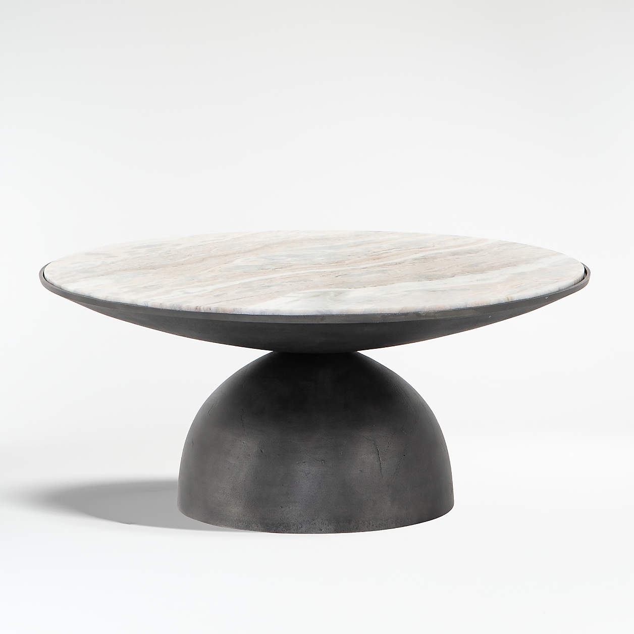 Dev Taupe Marble and Grey Metal 35" Round Coffee Table - Image 0