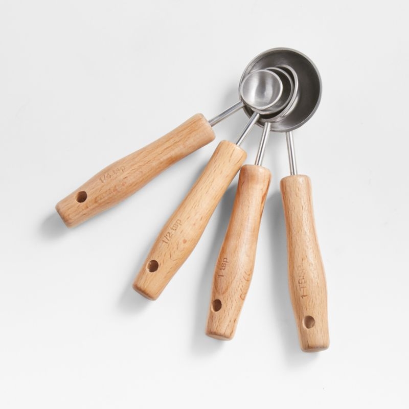 Beechwood and Stainless Steel Measuring Cups - Image 1