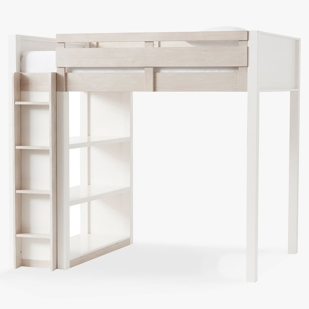 Rhys Loft Bed, Full, Weathered White/Simply White, WE Kids - Image 0