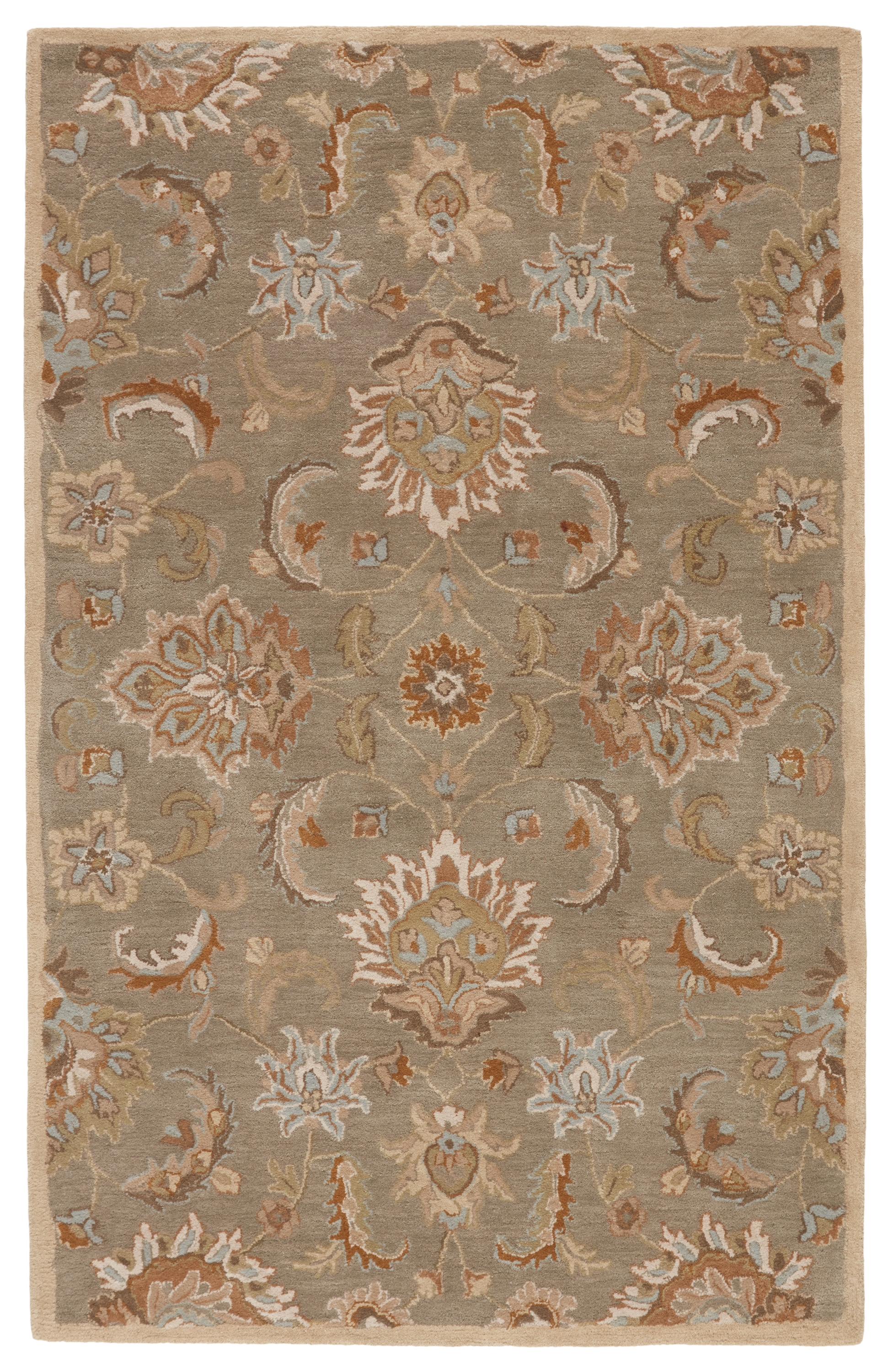 Abers Handmade Floral Gray/ Beige Area Rug (10' X 14') - Image 0